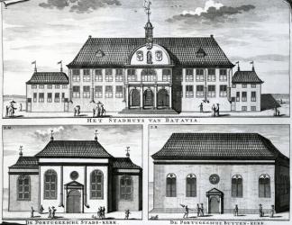 Portuguese Church and Town Hall in Batavia, 19th Century, (engraving) | Obraz na stenu