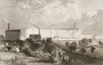 Swainson Birley & Co. factory near Preston, Lancashire, engraved by James Tingle (fl.1830-60) c.1833 (litho) | Obraz na stenu
