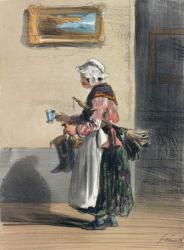 The Cleaning Lady, from 'Les Femmes de Paris', 1841-42 (colour litho) | Obraz na stenu