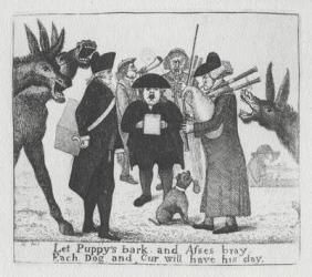 Let Puppy's bark and Asses bray, Each Dog and Cur will have his day, 1784 (engraving) | Obraz na stenu