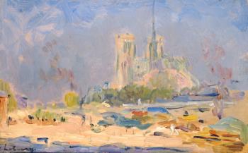 Quai de la Tournelle and Notre-Dame de Paris, 1884 (oil on panel) | Obraz na stenu