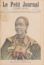 Portrait of the Taytu Betul (c.1851-1918) Empress of Ethiopia, from 'Le Petit Journal', 29th March 1896 (coloured engraving) | Obraz na stenu