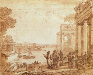 View of Carthage with Dido and Aeneas (pen, watercolour and bistre wash) | Obraz na stenu