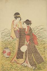 Two Ladies, Edo Period (1603-1868) (coloured woodblock print) | Obraz na stenu
