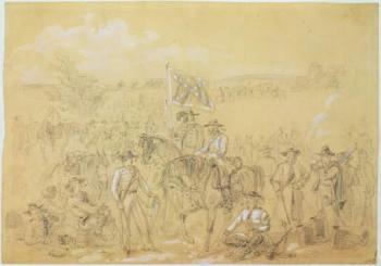 The First Virginia Cavalry at a Halt, from 'Harper's Weekly', 27th September 1862 (pencil & china white on paper) | Obraz na stenu
