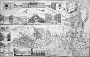 A Plan of the House, Gardens, Park, and Plantations of Wanstead, the Seat of the Earl of Tylney, 1735 (engraving) | Obraz na stenu