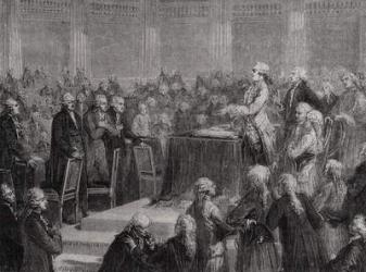 King Louis XVI (1754-93) Accepts and Swears to the Constitution, 14th September 1791 (engraving) | Obraz na stenu