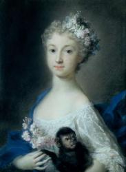 Girl holding a monkey (pastel) | Obraz na stenu