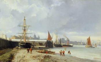 The Docks on the Bank at Greenwich (oil on panel) | Obraz na stenu