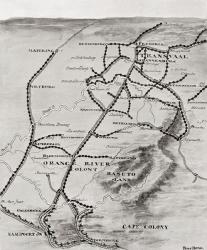 Map of Lord Kitchener's Blockhouse System in South Africa, 1916 (litho) | Obraz na stenu