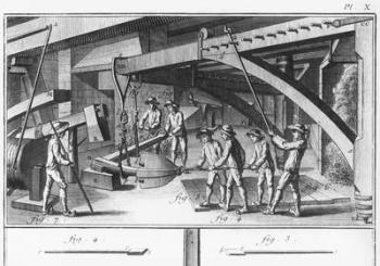 Forging an anchor, from 'Encyclopedia' by Denis Diderot (1713-84) pub. 1762 (engraving) (b/w photo) | Obraz na stenu
