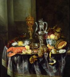 Still Life with Fruit and Shellfish (oil on canvas) | Obraz na stenu