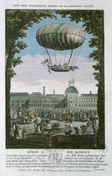 The Third Flight of Nicholas Robert (1761-1828) and his brother from the Tuileries, 19th September, 1784 (coloured engraving) | Obraz na stenu