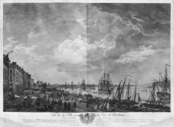 View of the Town and Port of Bordeaux seen from the Salinieres, series of 'Les Ports de France', engraved by Charles Nicolas Cochin the Younger (1715-90) and Jacques Philippe Le Bas (1707-83) 1762 (etching & burin) | Obraz na stenu