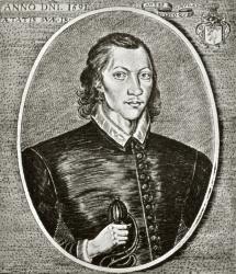 Portrait of John Donne, dated 1591, frontispiece to 'The Poems of John Donne', published 1942 (litho) (detail of 330011); | Obraz na stenu