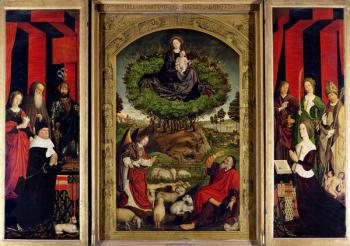 The Triptych of Moses and the Burning Bush, c.1476 (oil on panel) (see also 26542 & 232840-41) | Obraz na stenu