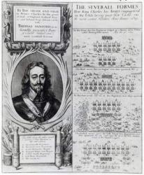 Portrait of King Charles I with diagrams showing the formation of his troops during the Bishops' War, c.1639 (engraving) | Obraz na stenu