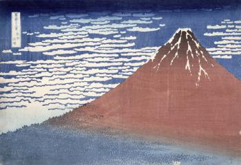 Fine weather with South wind, from 'Fugaku sanjurokkei' (Thirty-Six Views of Mount Fuji) c.1831 (colour woodblock print) | Obraz na stenu