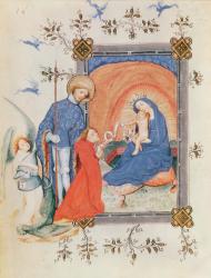 Ms 3024 fol.12v Virgin and Child with a kneeling man and St. George, from a Book of Hours (vellum) | Obraz na stenu