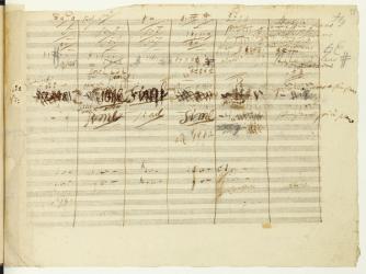 'Wellington's Victory, Op. 91', page 36, composed by Ludwig van Beethoven (1770-1827) (pen & ink on paper) | Obraz na stenu