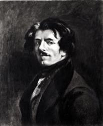 Portrait of Eugene Delacroix (1798-1863) after a self portrait of 1834, 1874 (oil on canvas) (b/w photo) | Obraz na stenu