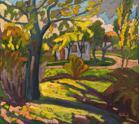 4222 Autumn in our Street, 2010 (oil on board) | Obraz na stenu