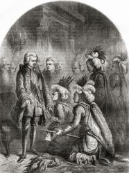 Native American Indians are presented at the Court of George III, London, England, 1777. | Obraz na stenu