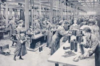 Women working in a munitions factory in 1915 (litho) | Obraz na stenu