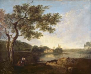 Italian River Scene with Figures | Obraz na stenu