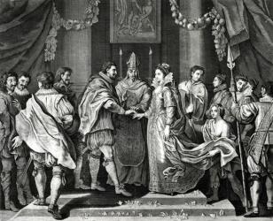 The Marriage of the King, after a painting by L. Cheron, 19th Century (engraving) | Obraz na stenu
