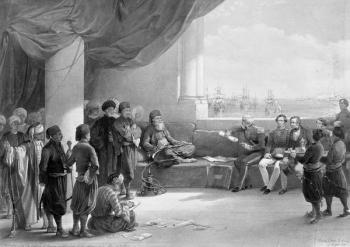 Interview with the Viceroy of Egypt at his place in Alexandria, from 'Egypt and Nubia', lithographed by Louis Haghe, 1839 (litho) | Obraz na stenu