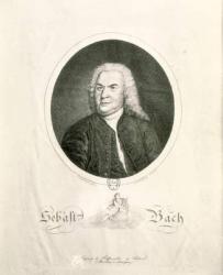 Portrait of Johann Sebastian Bach (1685-1750) engraved by Friedrich Wilhelm Nettling (engraving) (b/w photo) | Obraz na stenu