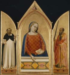 The Virgin Mary with Saints Thomas Aquinas and Paul, c.1335 (tempera and gold leaf on panel) | Obraz na stenu