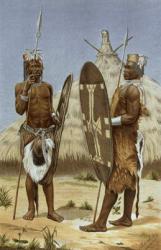 Nyam-nyam warriors, from 'The History of Mankind', Vol.III, by Prof. Friedrich Ratzel, 1898 (litho) | Obraz na stenu