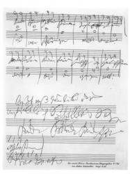 Facsimile of a page of music from the 'Biography of L. van Beethoven' by Anton Schindler (1795-1864) | Obraz na stenu