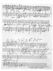 Facsimile of a page of music from the 'Biography of L. van Beethoven' by Anton Schindler (1795-1864) | Obraz na stenu