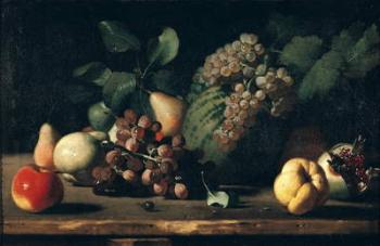 Still Life with Grapes and Pomegranate (oil on canvas) | Obraz na stenu