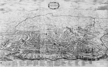 Map of Rome, from the 'Speculum Romanae Magnificentiae' published in 1562 (engraving) (b/w photo) | Obraz na stenu