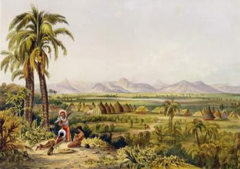 Pirara and Lake Amucu, The Site of Eldorado, printed by Georges Barnard, from 'Twelve Views in the Interior of Guiana', by Robert Herman Schomburgk (1804-65), published 1840 (hand coloured lithograph) | Obraz na stenu