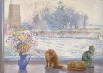 Winter Prospect with Cats | Obraz na stenu