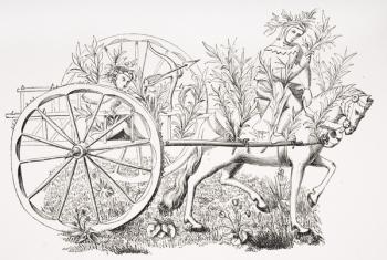 How to Take a Cart to Allure Beasts, after a miniature in the 15th century Manuscript of Phoebus, from 'Le Moyen Age et La Renaissance' by Paul Lacroix (1806-84) published 1847 (litho) | Obraz na stenu