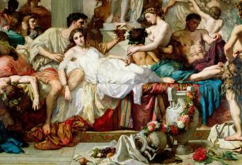 The Romans of the Decadence, detail of the central group, 1847 (oil on canvas) (detail of 36568) | Obraz na stenu