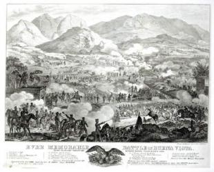 Ever Memorable Battle of Buena Vista, Fought on 22nd & 23rd February 1847, Between General Taylor and Santa Anna (engraving) (b&w photo) | Obraz na stenu