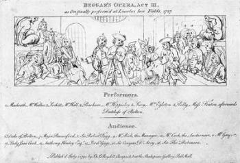 A key to help identify the people in Hogarth's painting 'The Beggar's Opera', 1790 (engraving) | Obraz na stenu