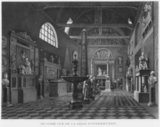 Second view of the introductory room, Musee des Monuments Francais, Paris, illustration from 'Vues pittoresques et perspectives des salles du Musee des Monuments Francais et des principaux ouvrages...', engraved by Jean Baptiste Reville (1767-1825) and La | Obraz na stenu