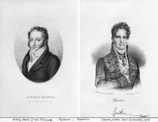Gioacchino Rossini (1792-1868) and Gaspare Spontini (1774-1851) engraved by Ambroise Tardieu (1788-1841) and Gregoire et Deneux (18th-19th century) (litho) (b/w photo) | Obraz na stenu