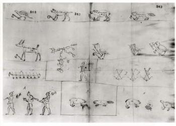 Iroquois pictogram, 12th July 1666 (pen & ink on paper) | Obraz na stenu