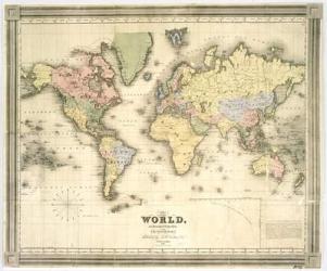 The world on Mercator's projection, 1840 (hand coloured print) | Obraz na stenu
