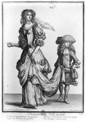 The Summer city dress, 1678 (engraving) (b/w photo) | Obraz na stenu