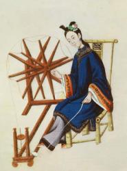 A Chinese Woman spinning, Qianlong Period (1736-96) (gouache on paper) | Obraz na stenu